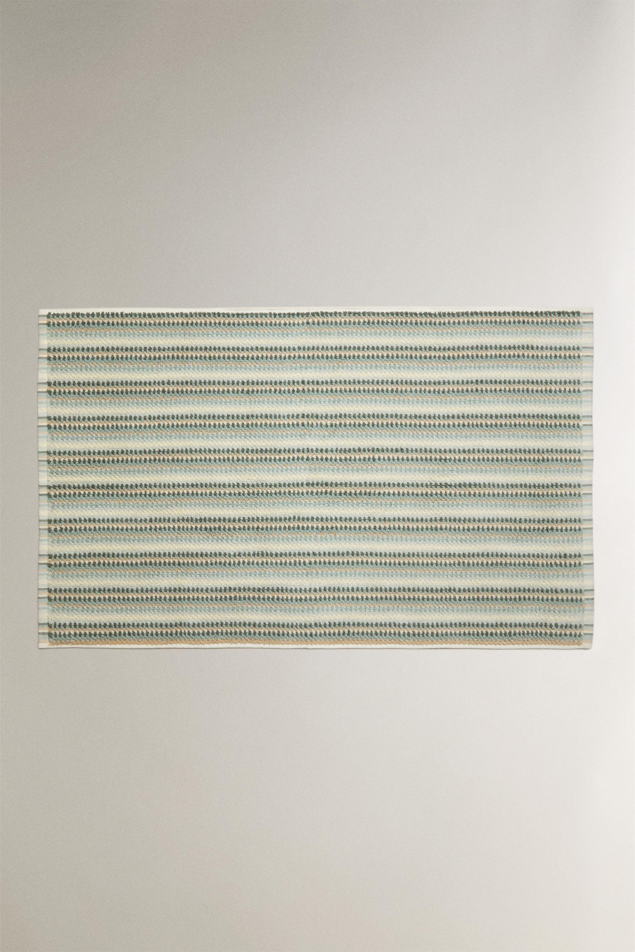 STRIPED COTTON BATH MAT